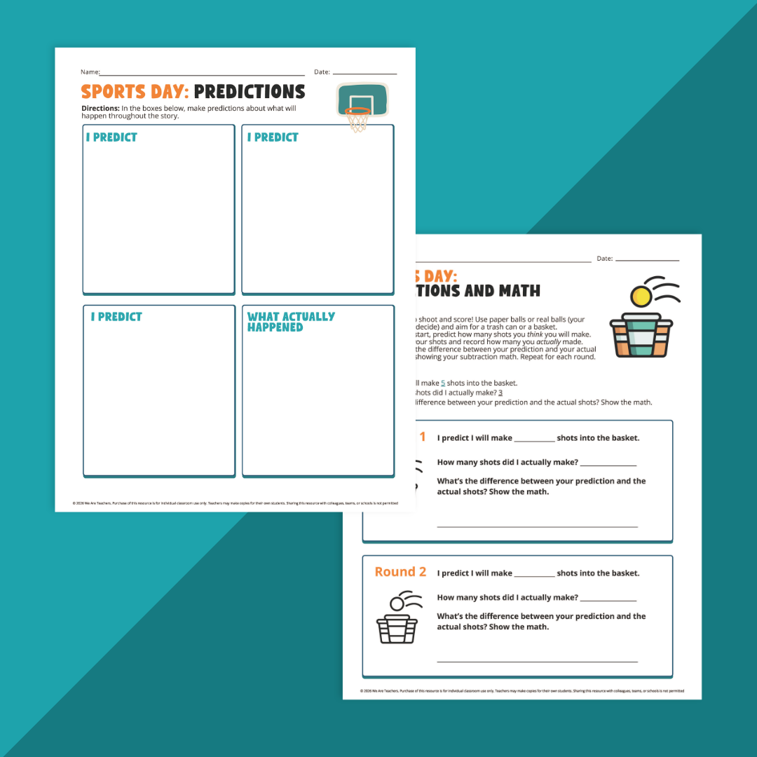 Image of two pages from the Sports Theme Day Activity Bundle.