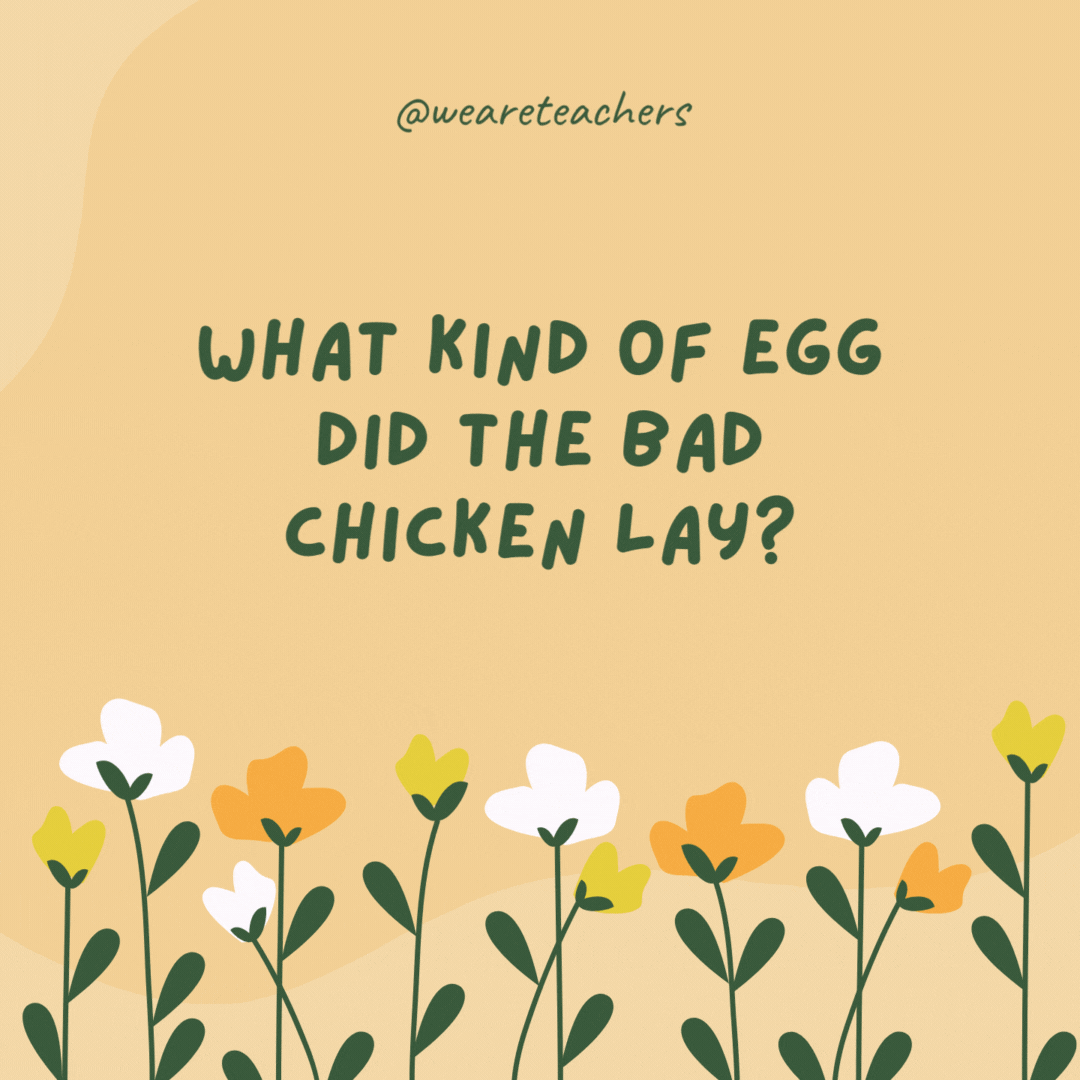 What kind of egg did the bad chicken lay?

A deviled egg.