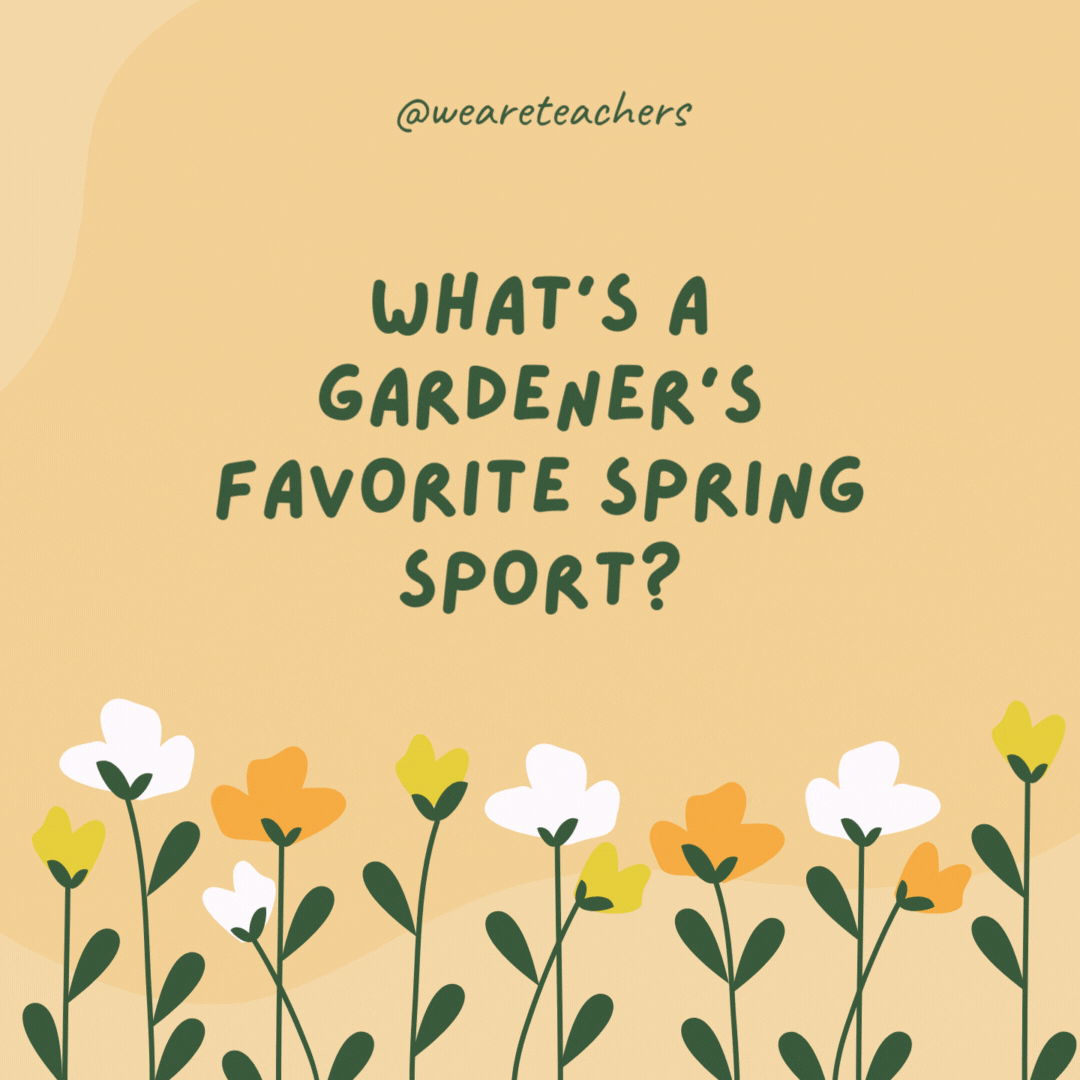 What's a gardener's favorite spring sport?

Weeding. It's a real ground game.