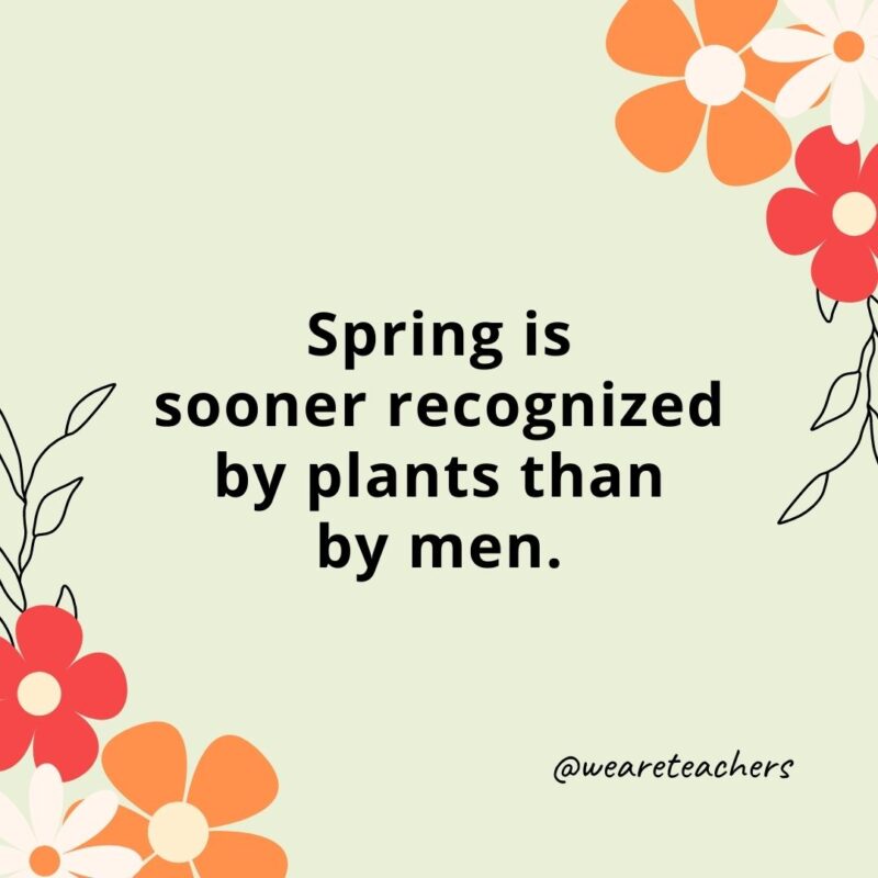 Spring is sooner recognized by plants than by men.