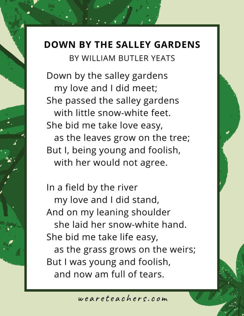 Down By the Salley Gardens by William Butler Yeats