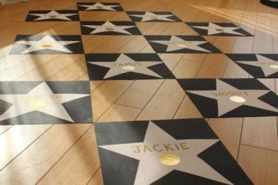 Hollywood walk of fame on floor