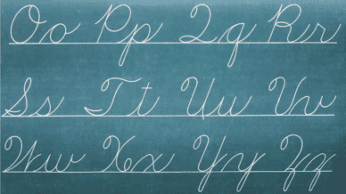 Cursive text written in chalk on blackboard -- subjects teachers want back in the classroom