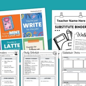 Images from the Substitute Teacher Binder resource.