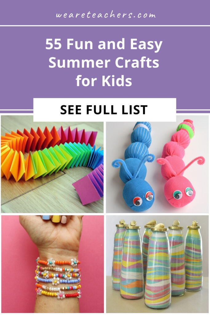 We've collected 55 fun and easy summer crafts for kids that will not only spark their imagination but they'll keep them busy all summer long!