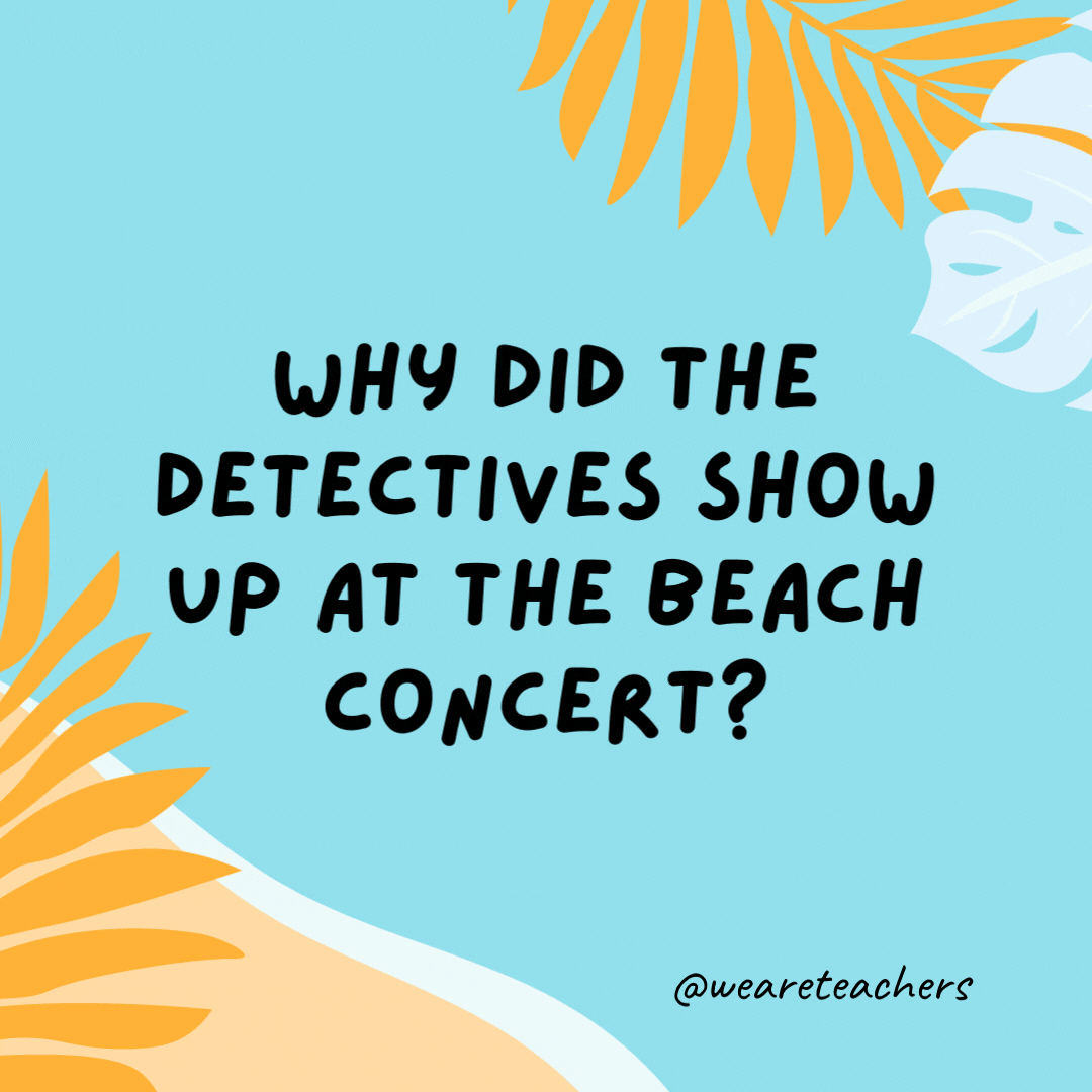 Why did the detectives show up at the beach concert? Something fishy was going on.