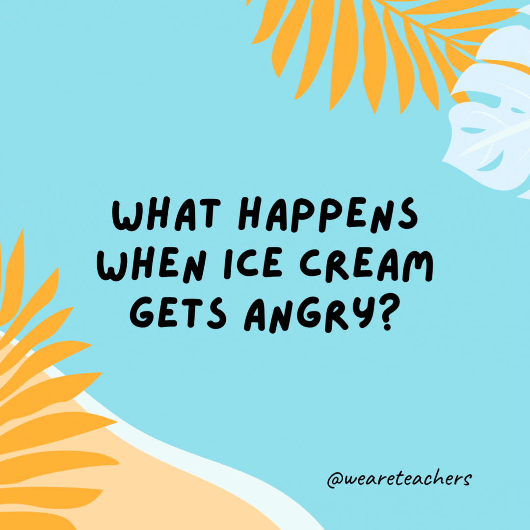 What happens when ice cream gets angry?

It has a meltdown.