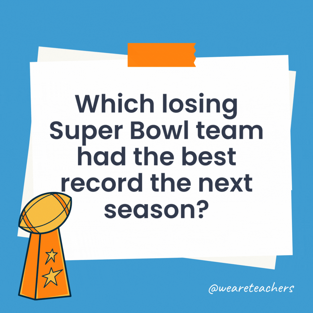 Which losing Super Bowl team had the best record the next season?

The Miami Dolphins in 1971 and 1972.