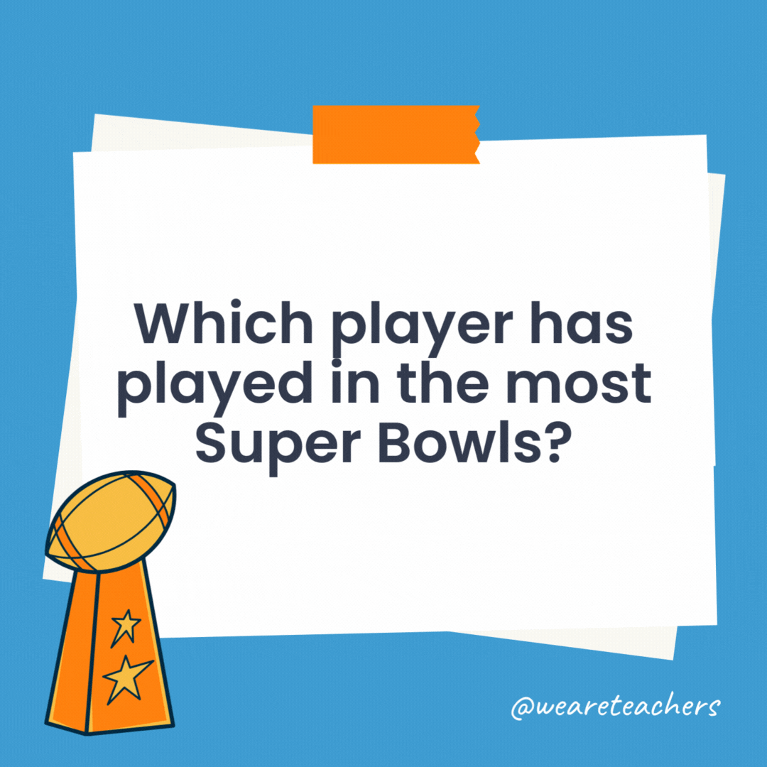 Which player has played in the most Super Bowls?

Tom Brady, with 10 Super Bowl appearances.