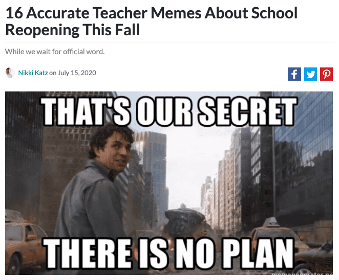 Teacher memes. "That's our secret. There is no plan!"