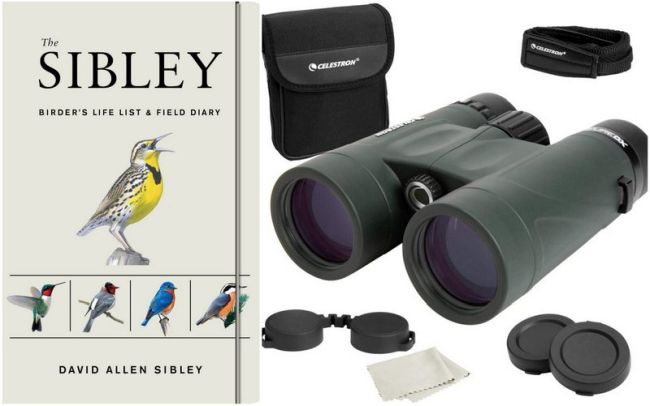 Sibley Birding Diary and Celestron Nature binoculars (Teacher Retirement Gifts)