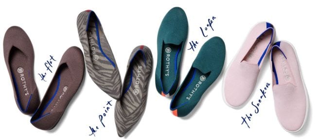 Rothy's ballet flats in a variety of styles and colors