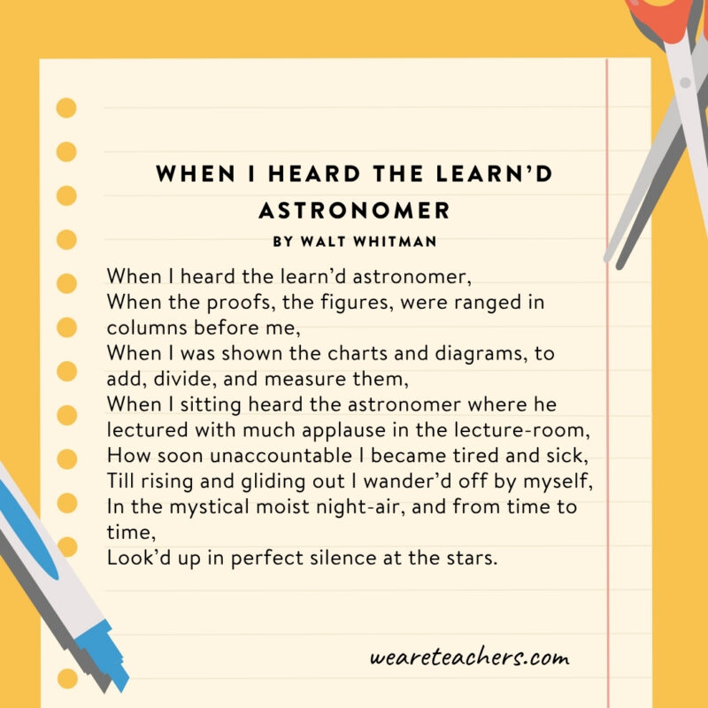 When I Heard the Learn’d Astronomer by Walt Whitman 
