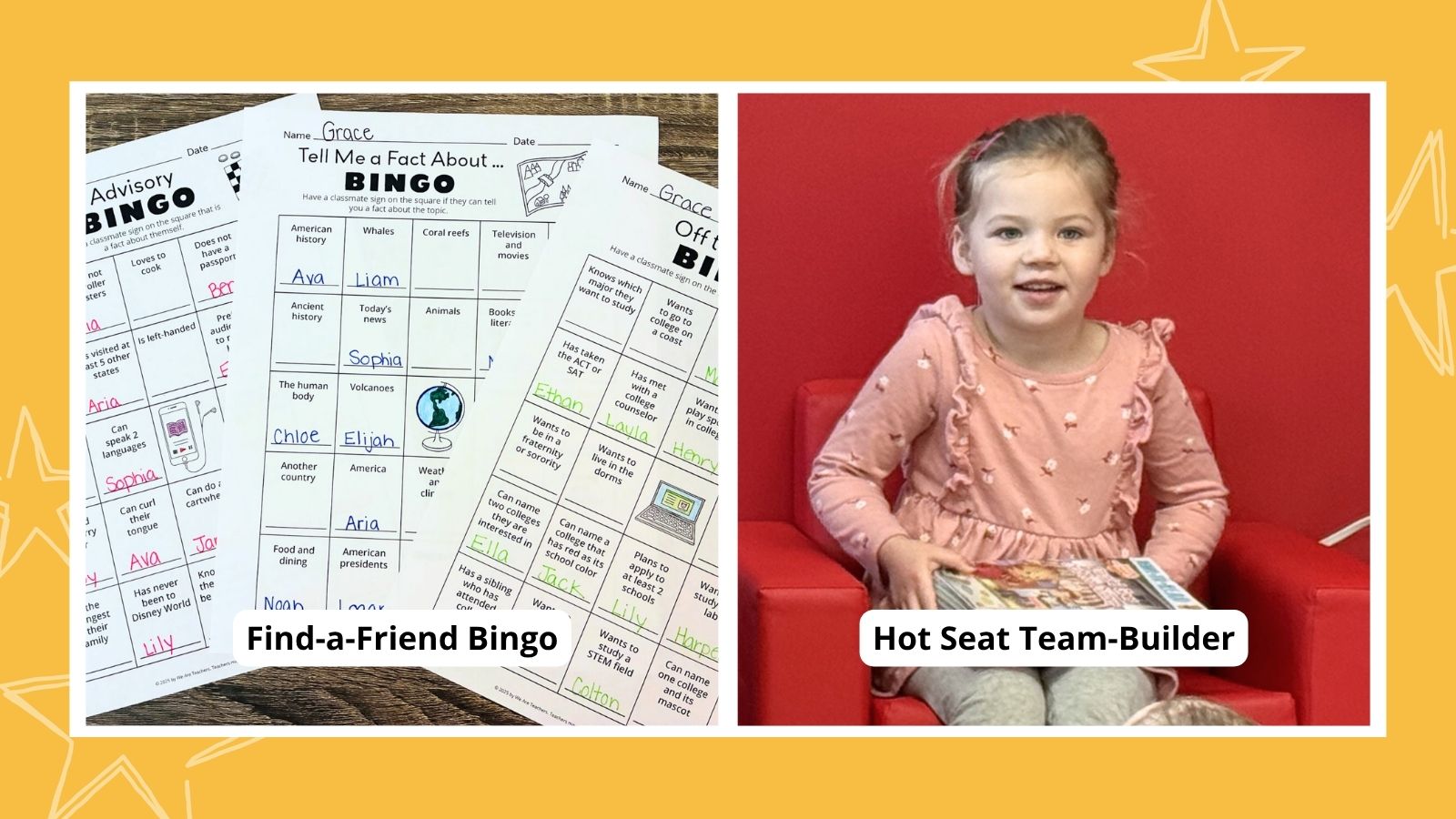 an image of two team building activities for kids