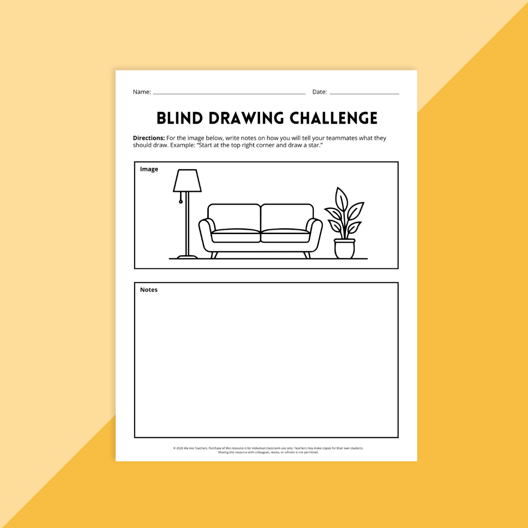 Image of a worksheet from a team building kit.