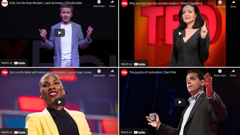 Four different speakers teaching leadership in their Ted Talks that would be great for a classroom.
