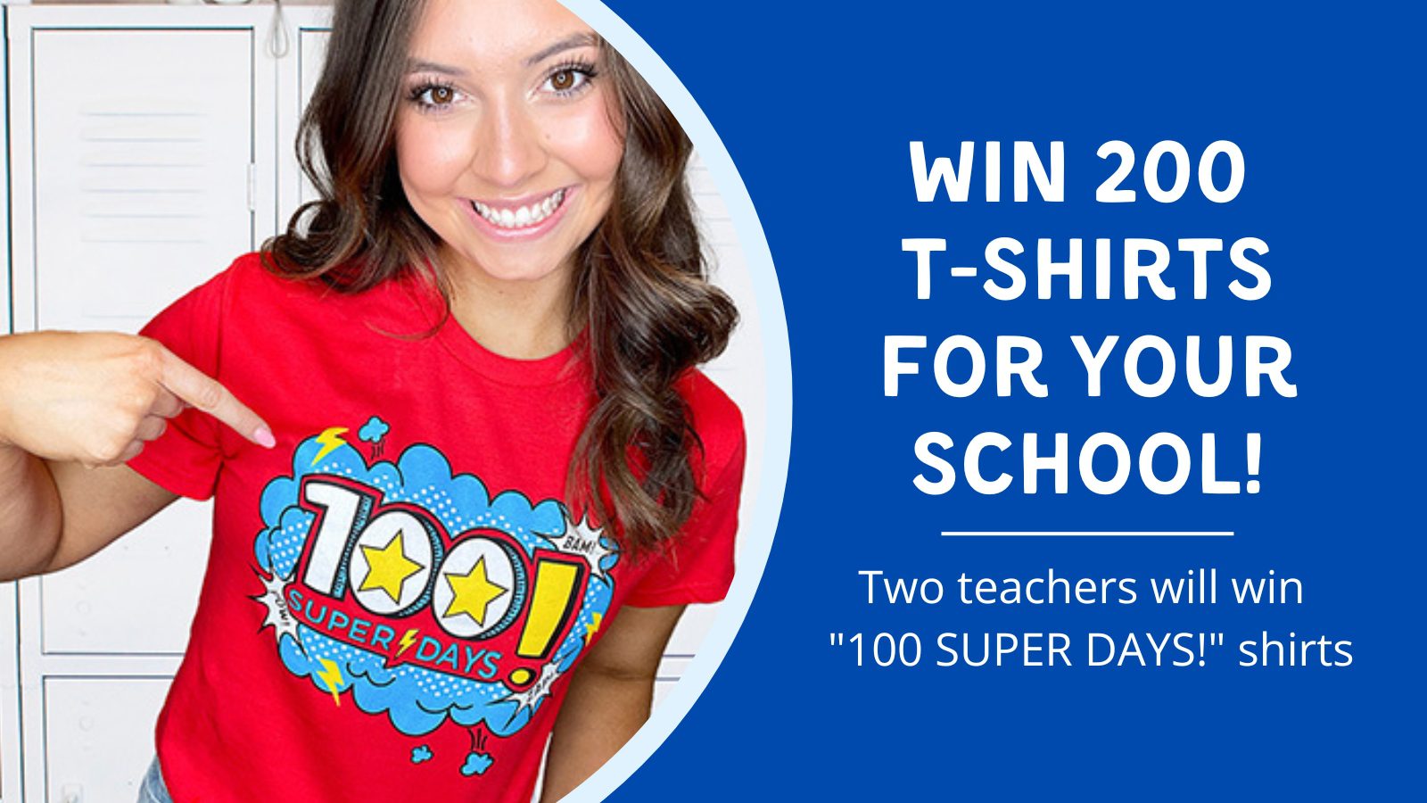 Young Woman wearing a 100 days of school T-Shirt