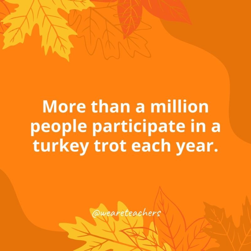 More than a million people participate in a turkey trot each year.- Thanksgiving facts