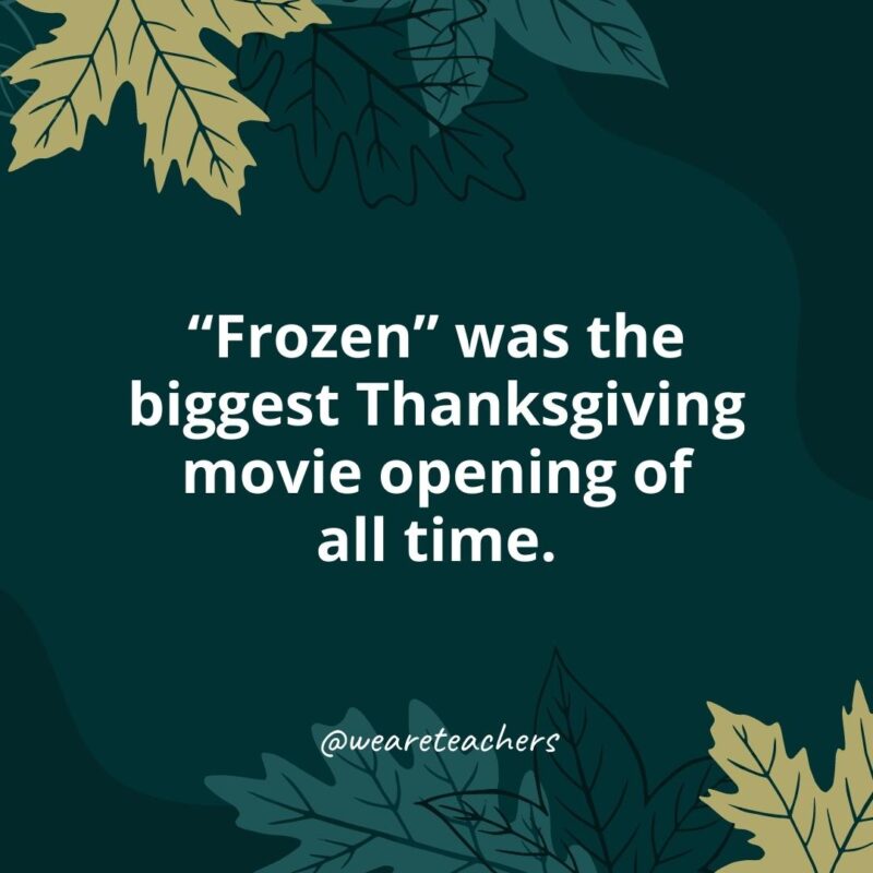 "Frozen" was the biggest Thanksgiving movie opening of all time.- Thanksgiving facts
