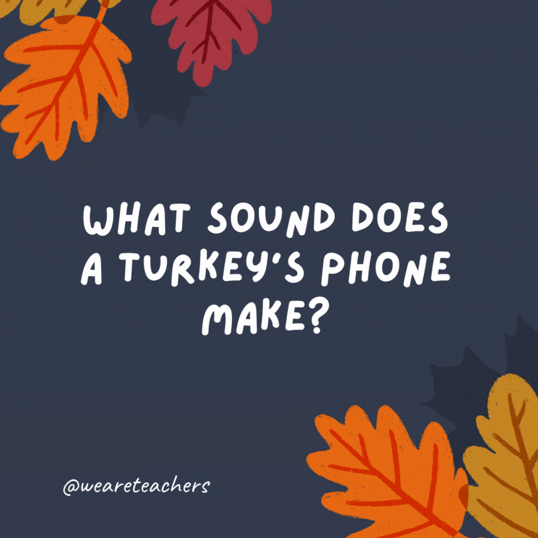 What sound does a turkey's phone make? Wing wing wing!- thanksgiving jokes for kids
