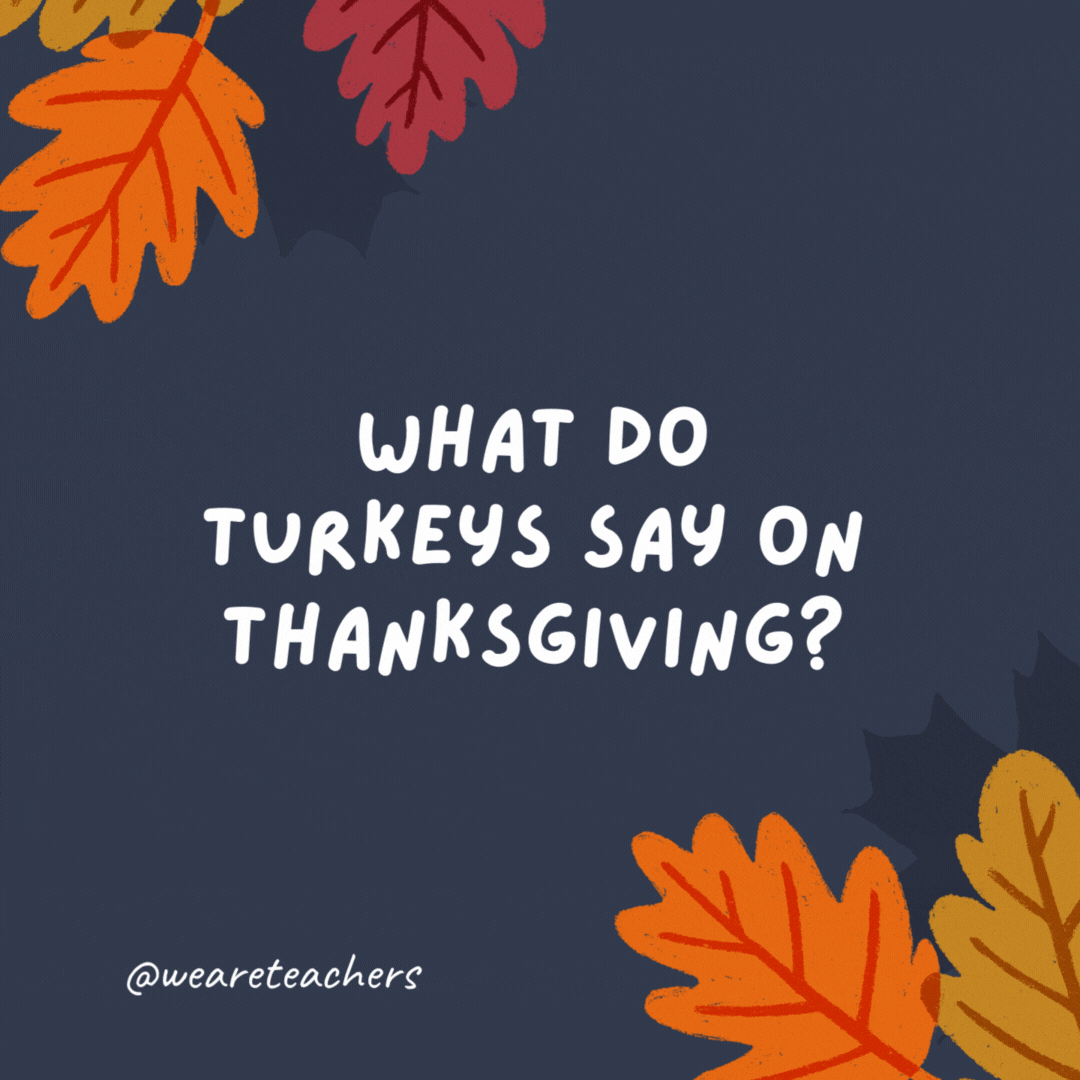 What do turkeys say on Thanksgiving? Moo. -thanksgiving jokes