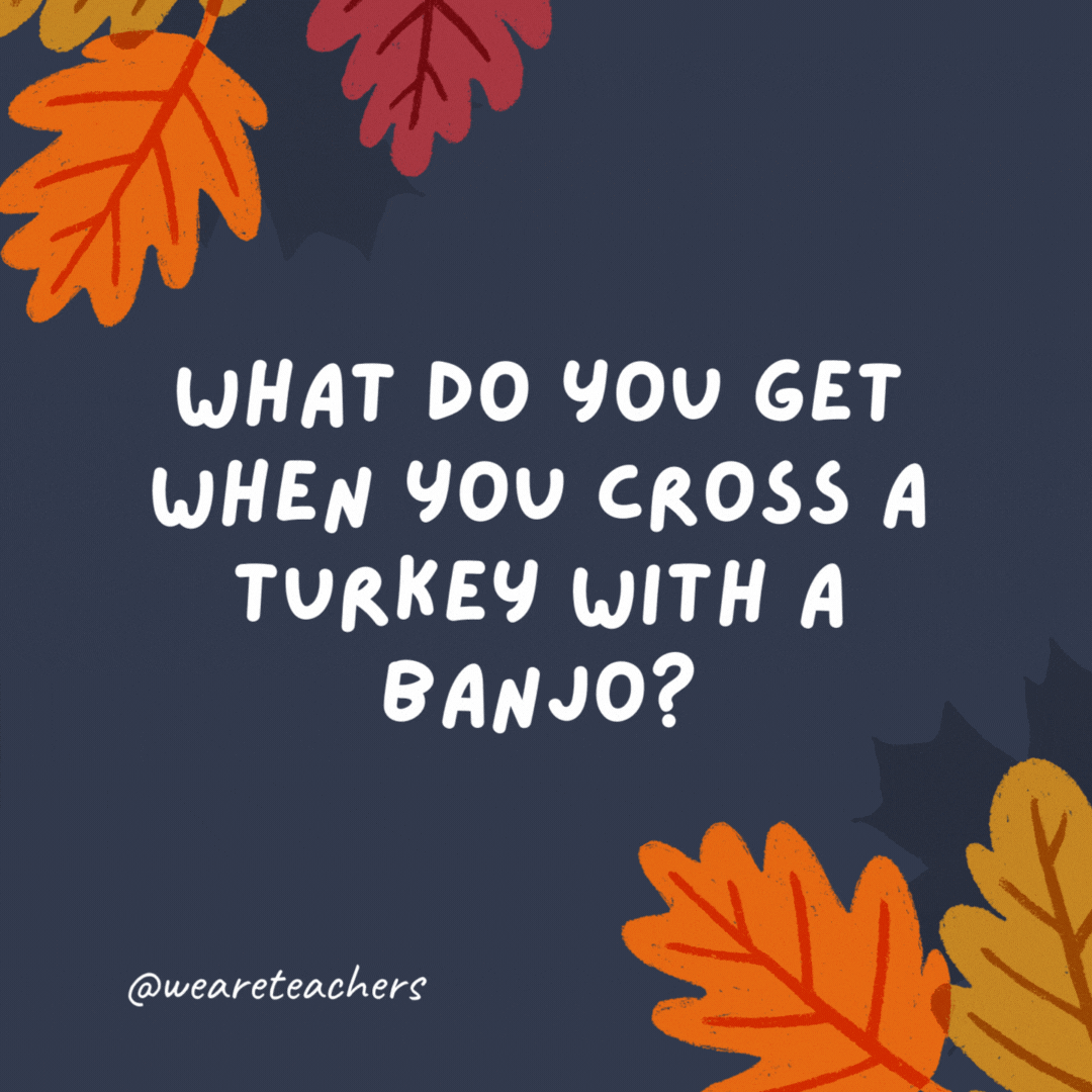 What do you get when you cross a turkey with a banjo? A turkey that can pluck itself.