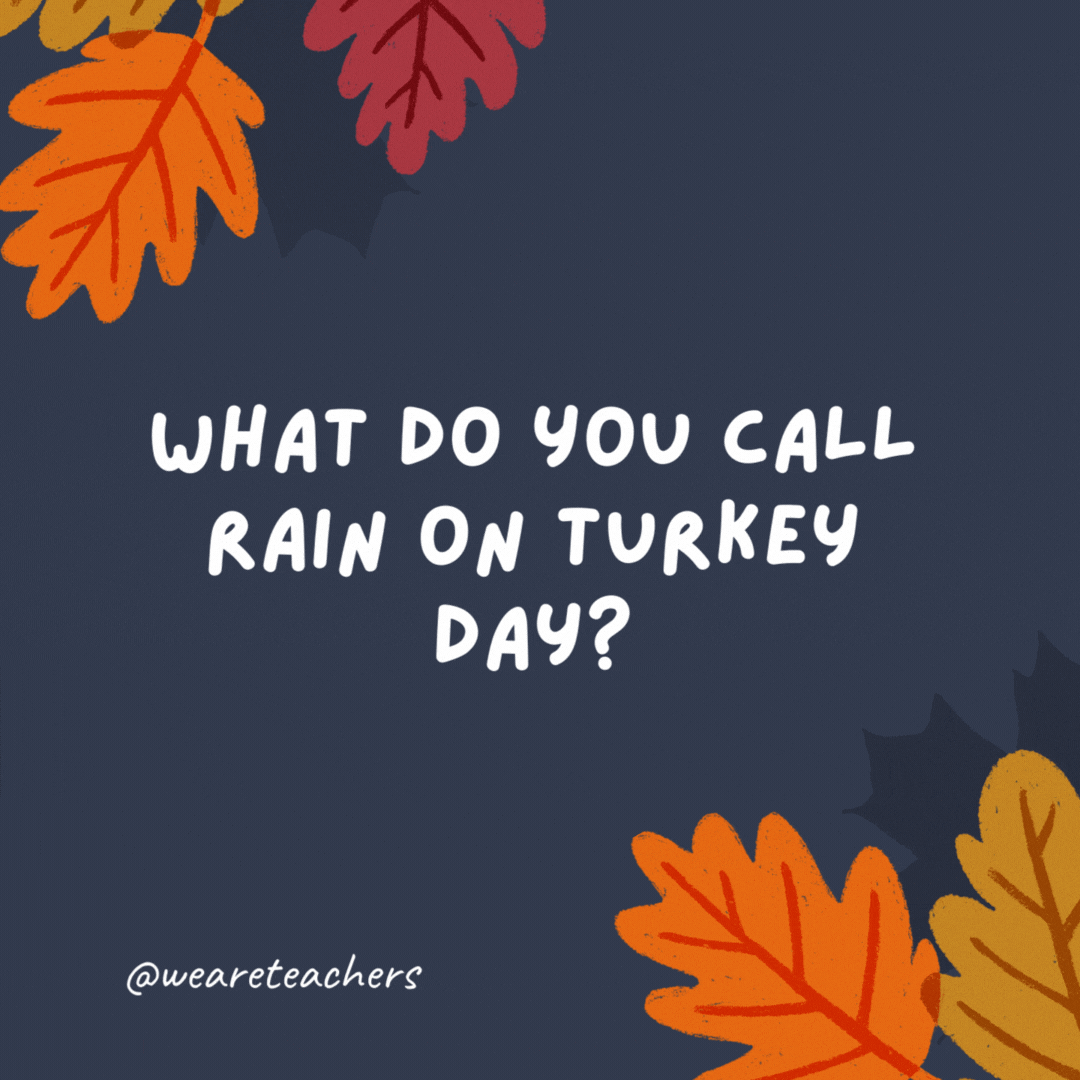 What do you call rain on Turkey Day? Fowl weather. -thanksgiving jokes