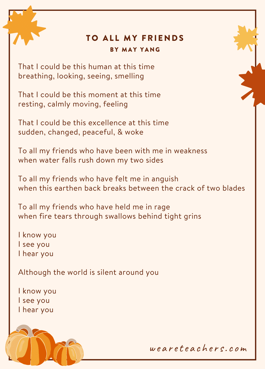 To All My Friends Thanksgiving Poem
