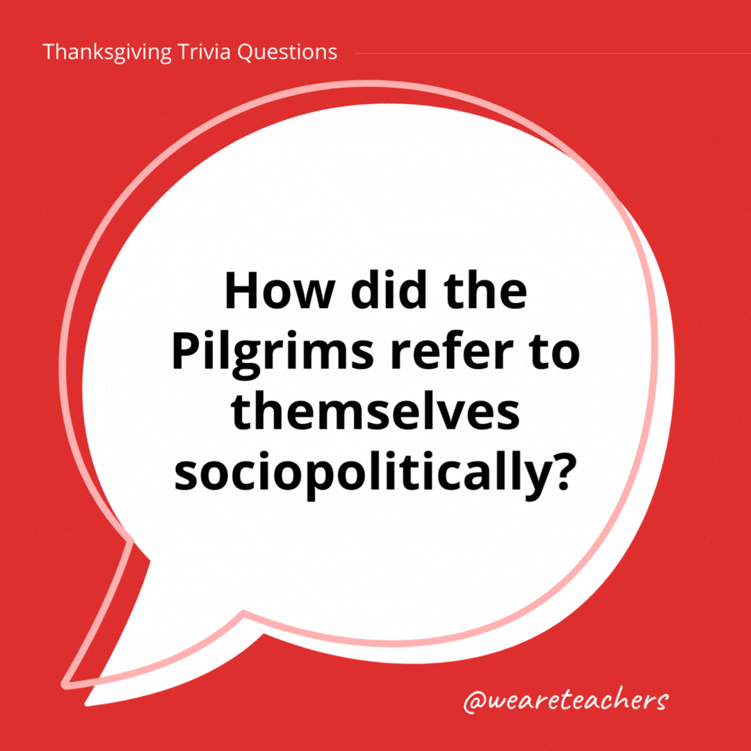 How did the Pilgrims refer to themselves sociopolitically? 