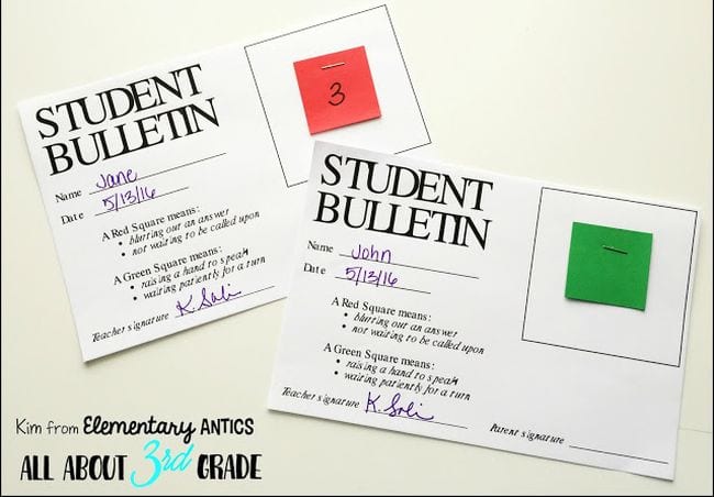 Student bulletin sheets
