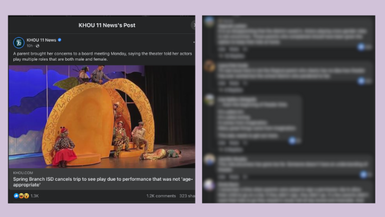 Paired images from KHOU's reporting of Texas school district canceling field trip