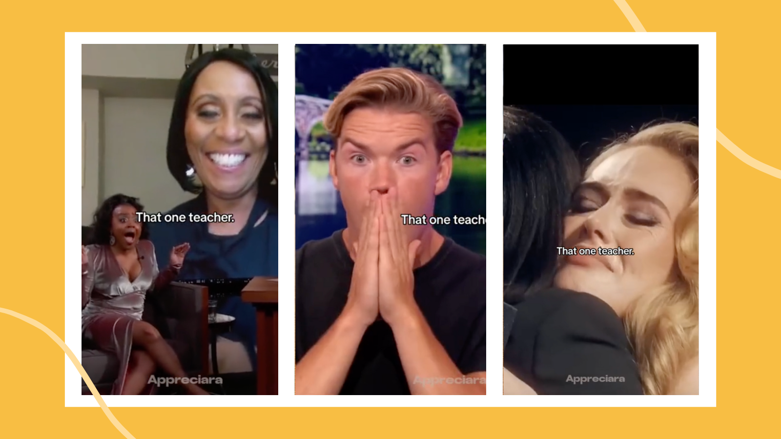 TikTok stills of celebrities' favorite teachers