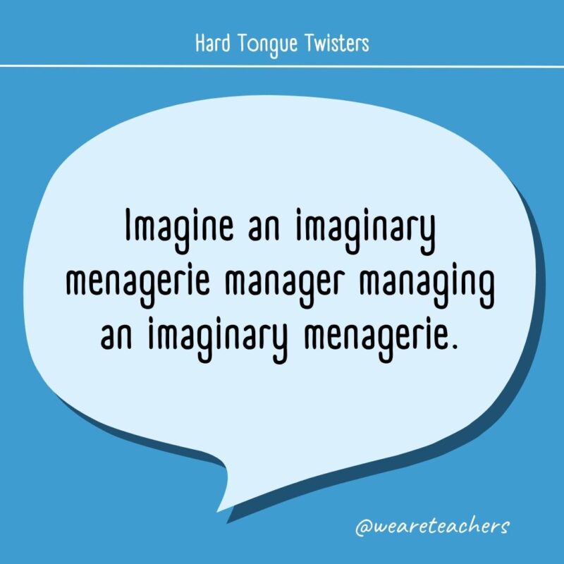 Imagine an imaginary menagerie manager managing an imaginary menagerie.