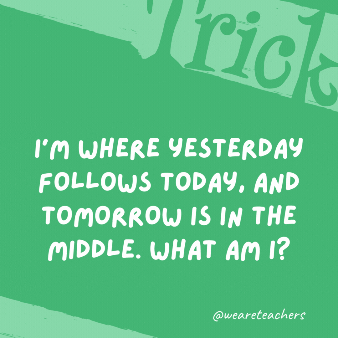 I’m where yesterday follows today, and tomorrow is in the middle. What am I?

The dictionary.