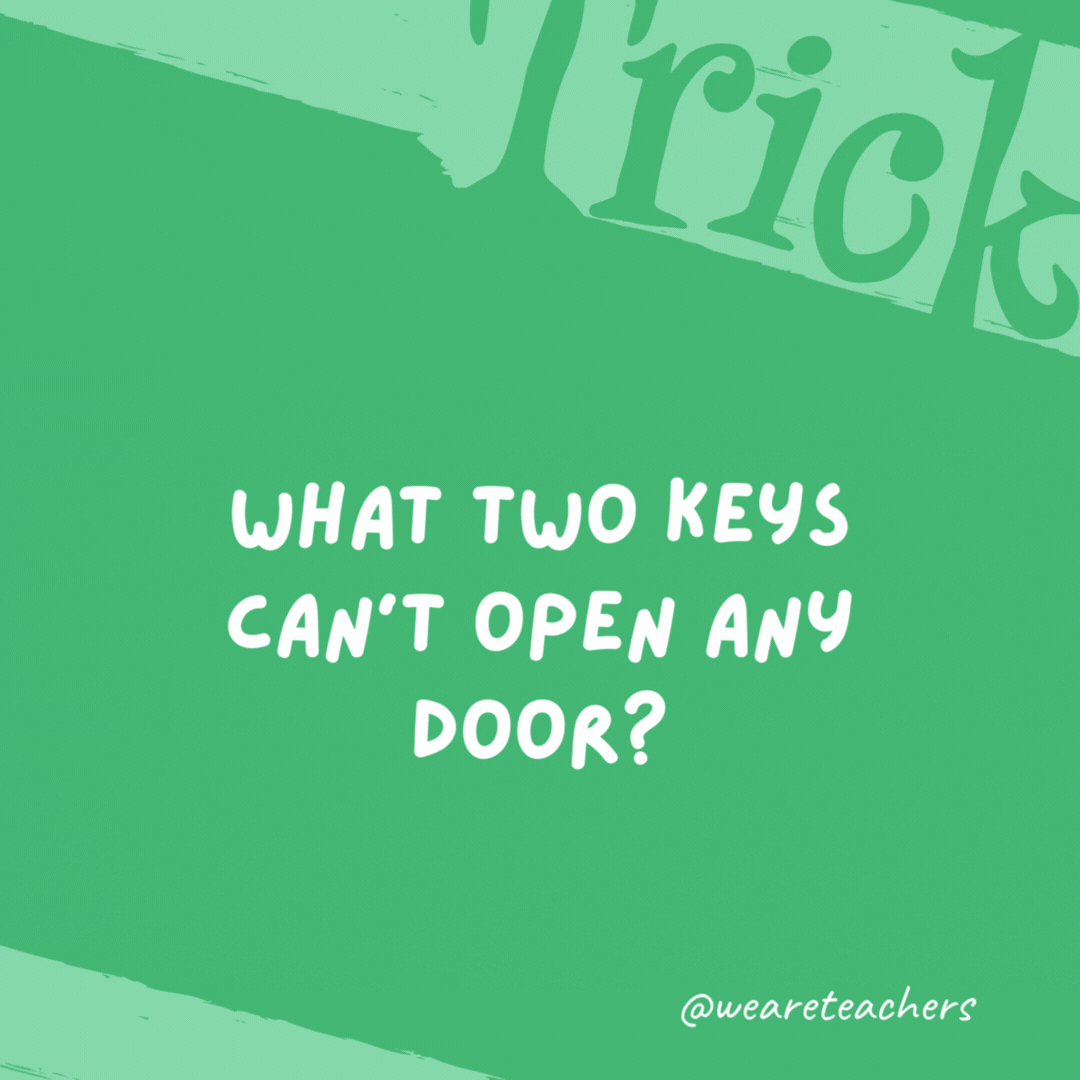 What two keys can’t open any door?

A monkey and a donkey.