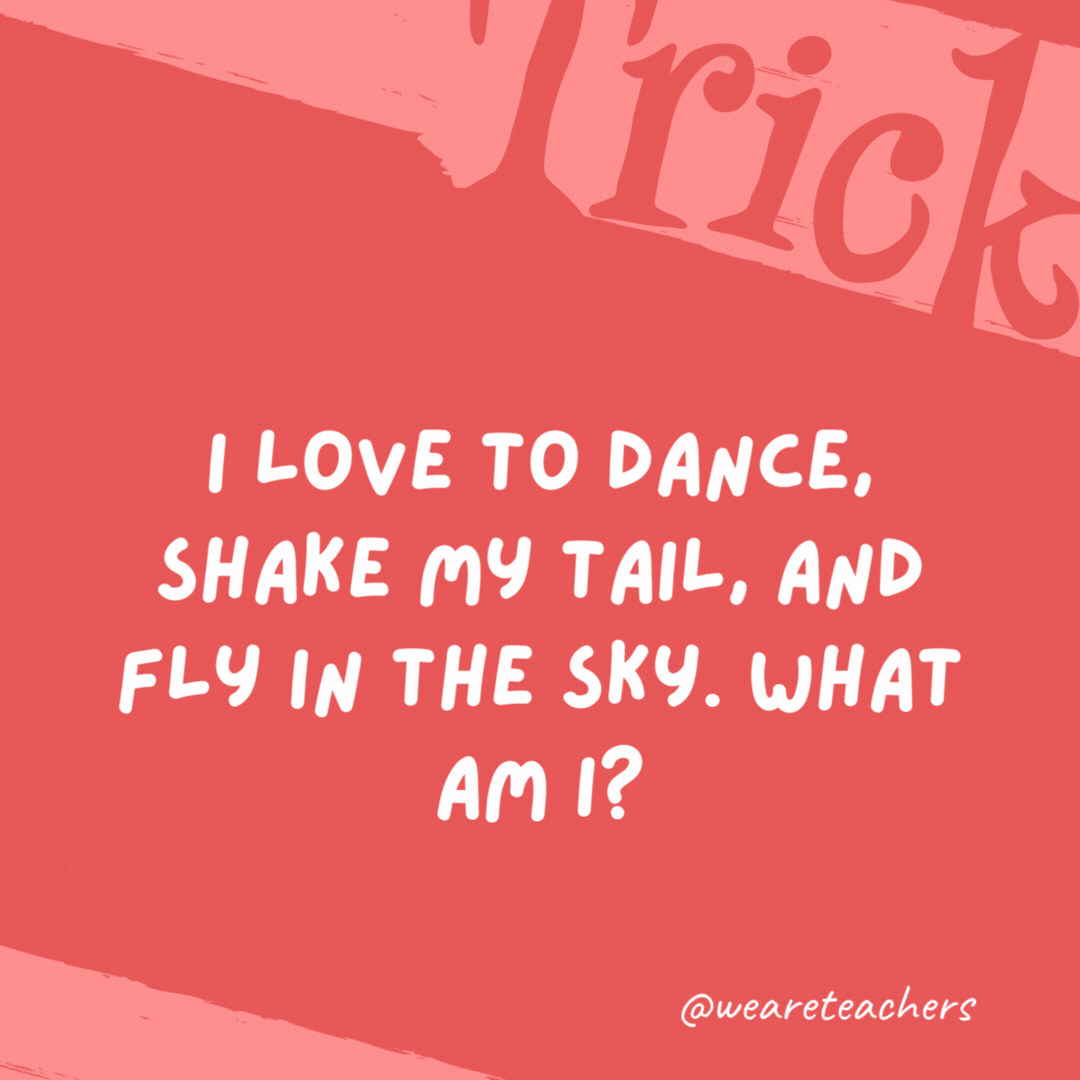 I love to dance, shake my tail, and fly in the sky. What am I?

A kite.