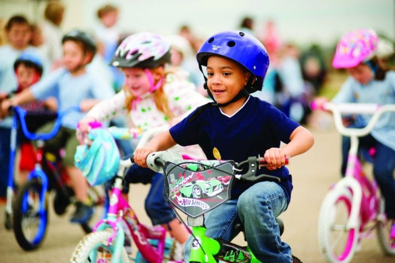 Children participating in the St. Jude Trike-a-thon