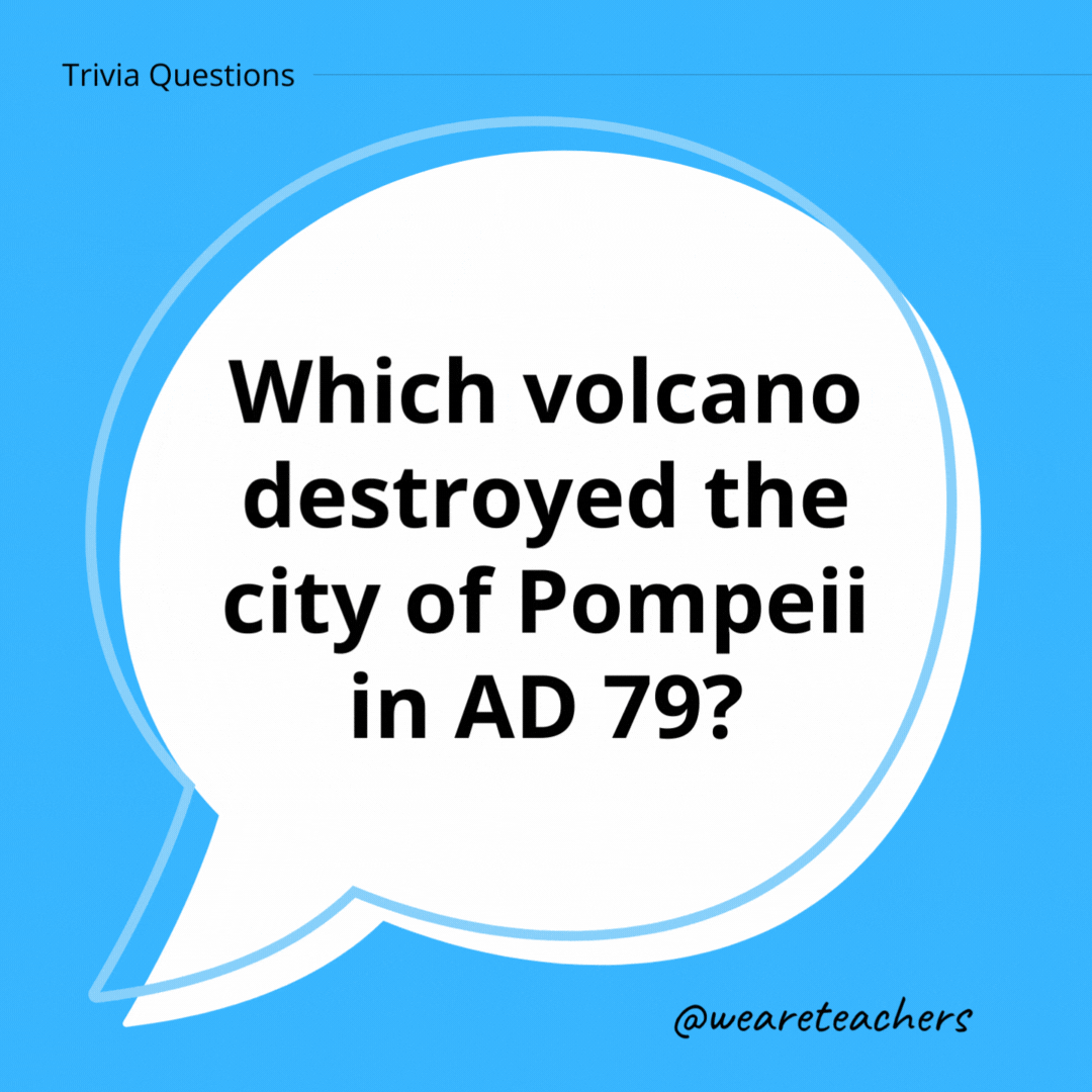 Which volcano destroyed the city of Pompeii in AD 79?