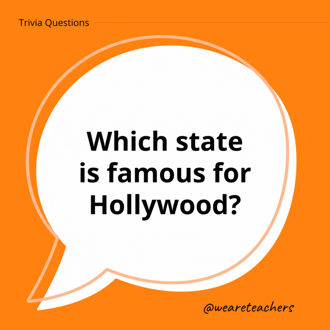 Which state is famous for Hollywood?