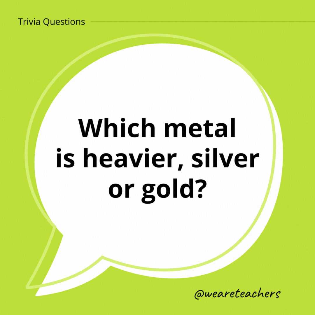 Which metal is heavier, silver or gold?
