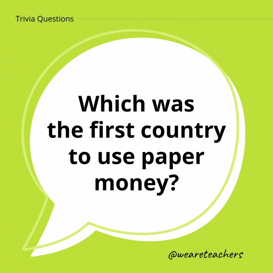 Which was the first country to use paper money?