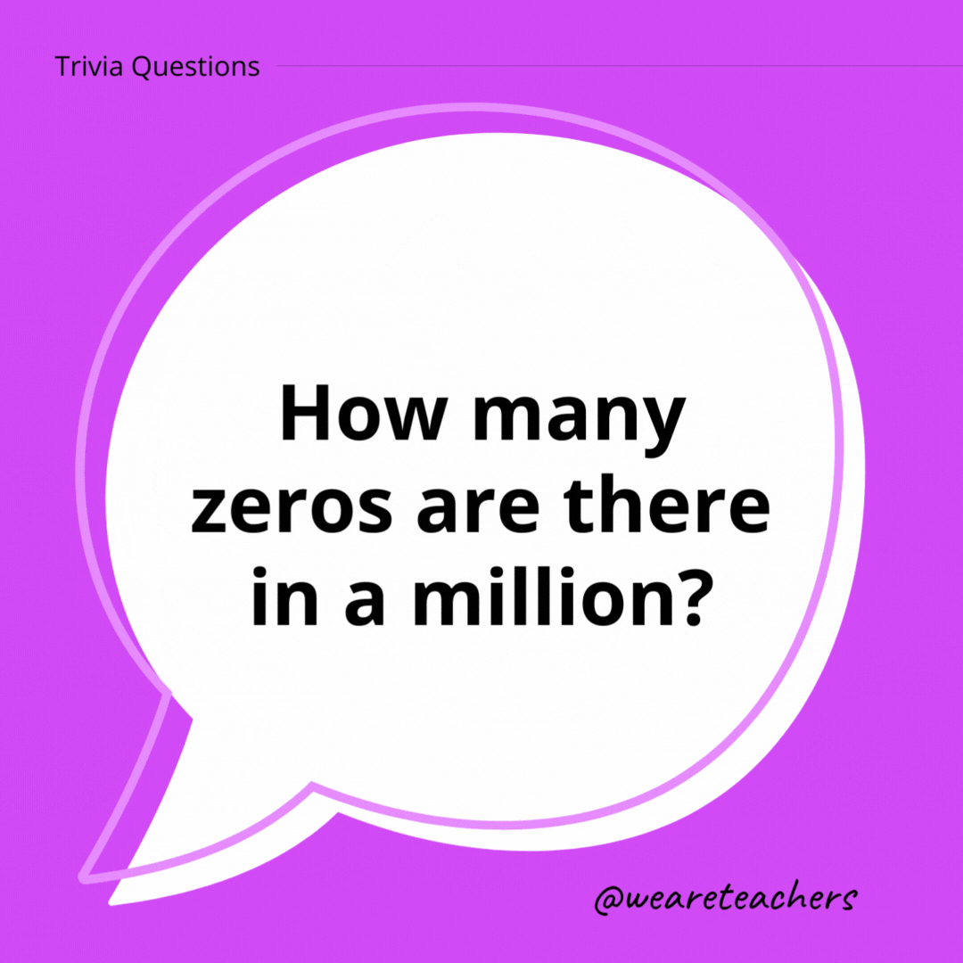 How many zeros are there in a million?
