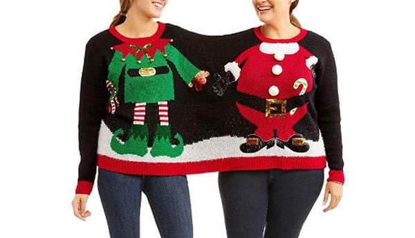 Christmas sweater for two people to share.