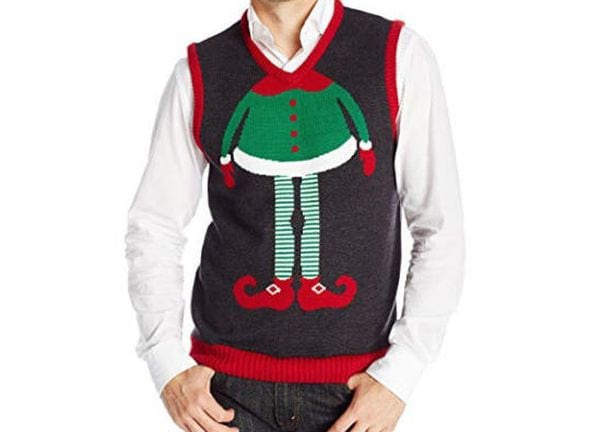 Christmas vest with the body of an elf.