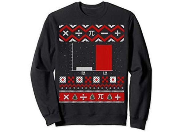 Christmas sweater with a bar graph.