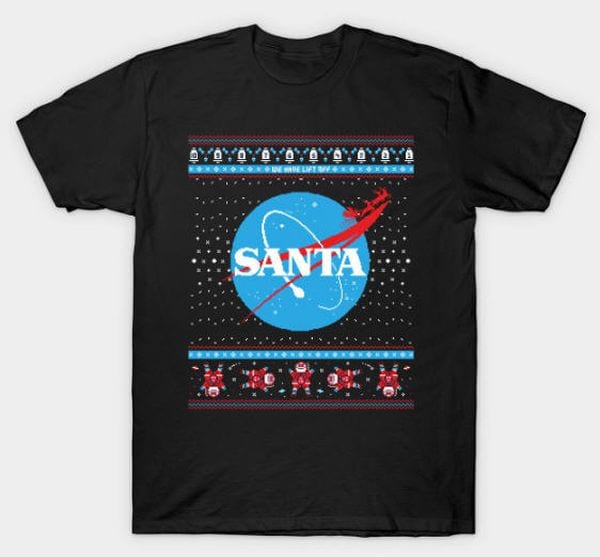 Christmas shirt with the graphic NASA with the word "Santa"