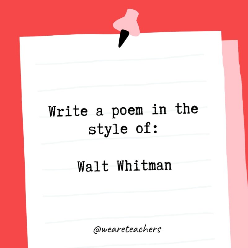 Write a poem in the style of: Walt Whitman.