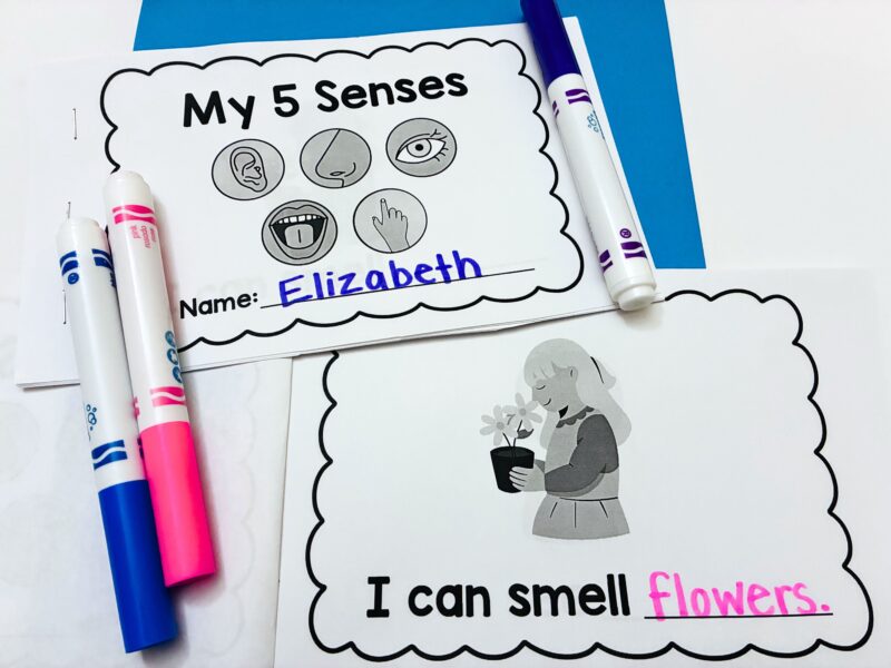 Five Senses Activities an images of a five senses flipbook