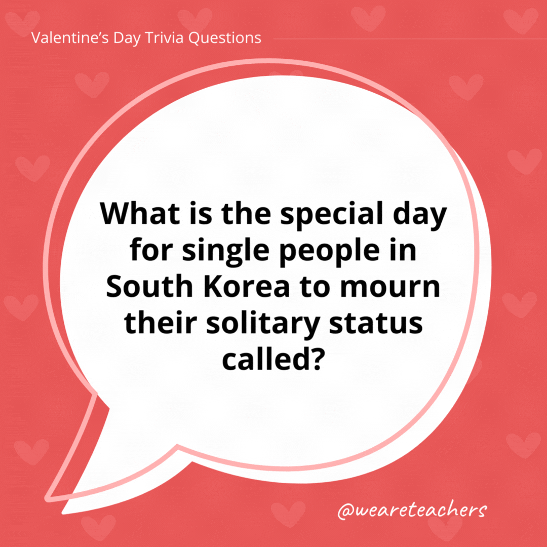 What is the special day for single people in South Korea to mourn their solitary status called?

Black Day (celebrated on April 14).