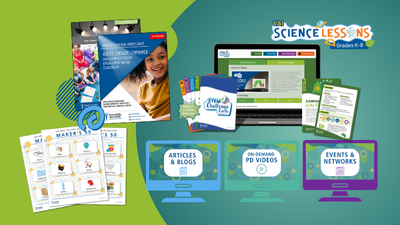 Collage showing resources included in VAI Educators Studio giveaway.